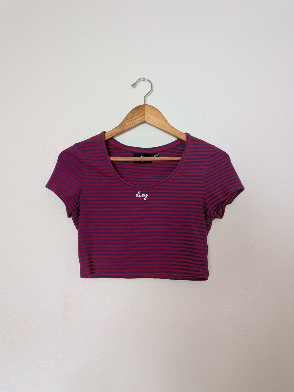Lazy Oaf Lazy Striped Scoop Neck Cropped Tee - Picture 7 of 10